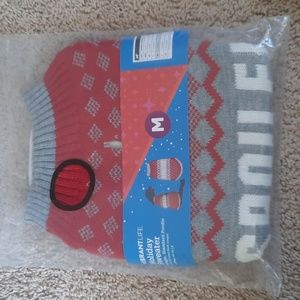 Pet Holiday Sweater - SPOILED- Size Medium - New red & gray